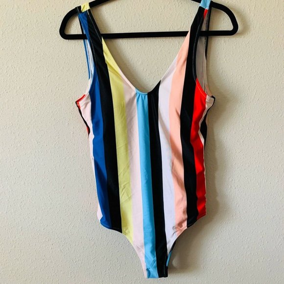 CupShe Rainbow Striped One Piece Bathing Suit - Picture 2 of 6